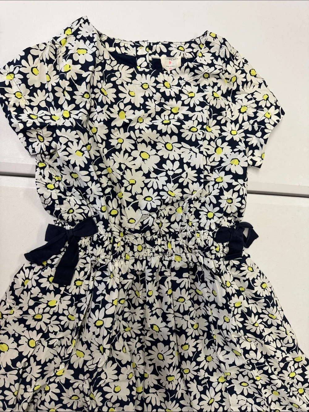 Crewcuts Navy and White Daisy Print Tie-Waist Dress